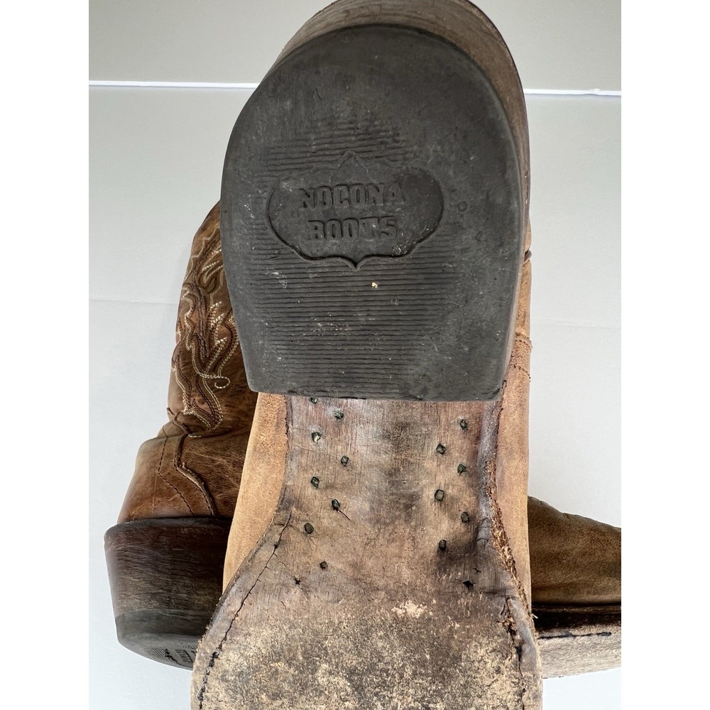 Vintage Nocona Cowboy Boots Women Size 7.5 B Brown Leather Snip Toe Style 5015 - Picture 11 of 16